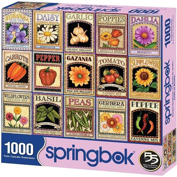 New Springbok 1000 piece jigsaw puzzle Garden Goodness Flowers Vegetables! CUTE! - Picture 1 of 2